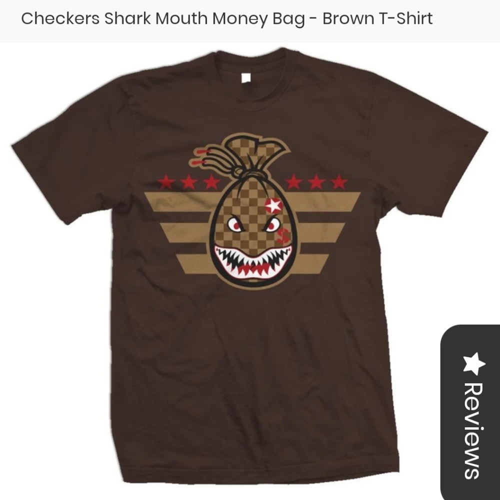 NWT Checkers Shark Mouth Money Bag Tee